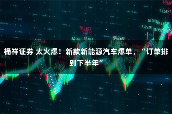 桶祥证券 太火爆！新款新能源汽车爆单，“订单排到下半年”